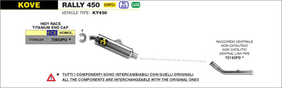 ARROW 72193PD non catalized central link pipe for KOVE 450 RALLY